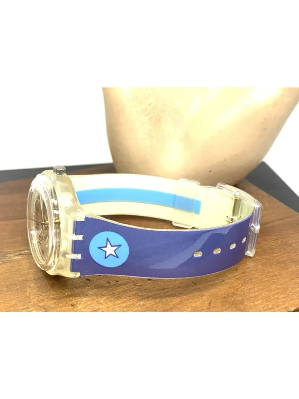 Swatch Watch GK209D Los Angeles Swiss Quartz Blue Rubber Vintage 1994 34mm